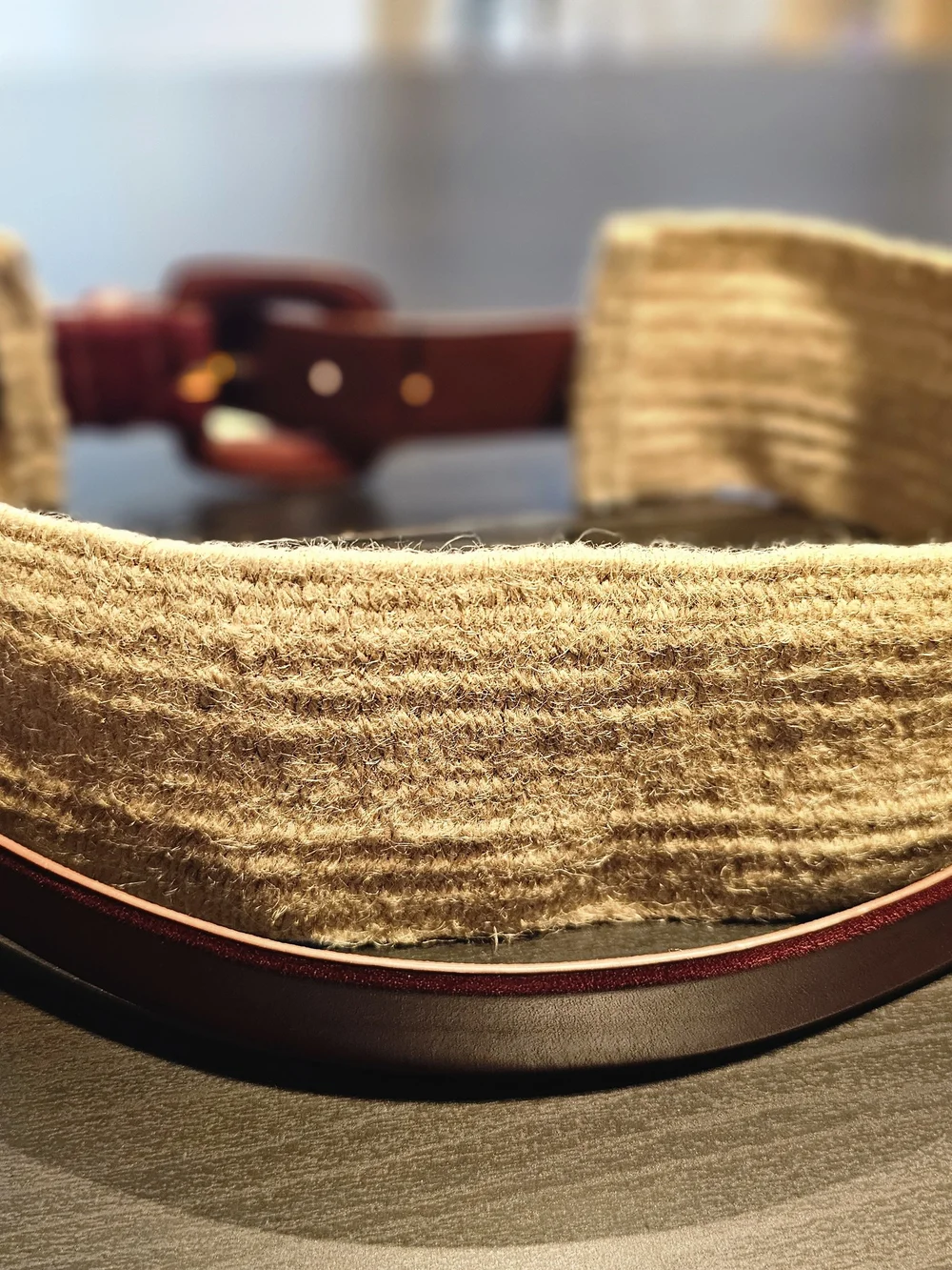 Zara Women's Brown Leather & Jute Belt - Classic Walnut Brown and Tan